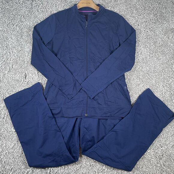 Purple Label Healing Hands Scrub Set Women’s Small Navy Blue Long Sleeve Nurse - Picture 1 of 7